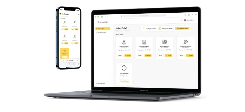 on.storage Plattform auf dem Laptop und Handy