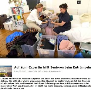 Ordnungscoach Claudia Knobloch räumt mit Kundin auf